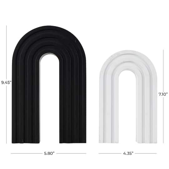 Black & White Geometric Layered Arch Sculpture Set